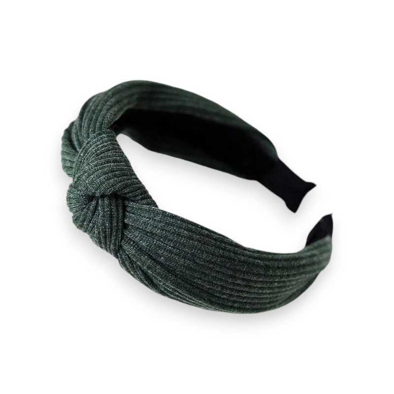 Serre-tête en tricot vert bouteille
