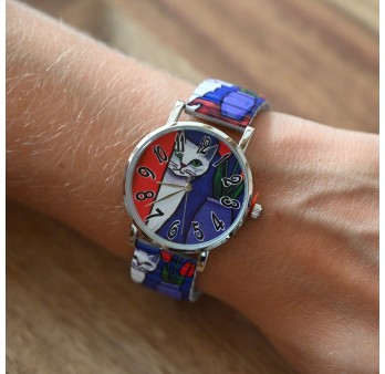 Montre Ernest chat blanc