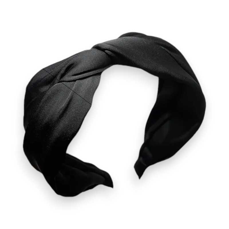 Serre-tête fantaisie noeud torsadé noir