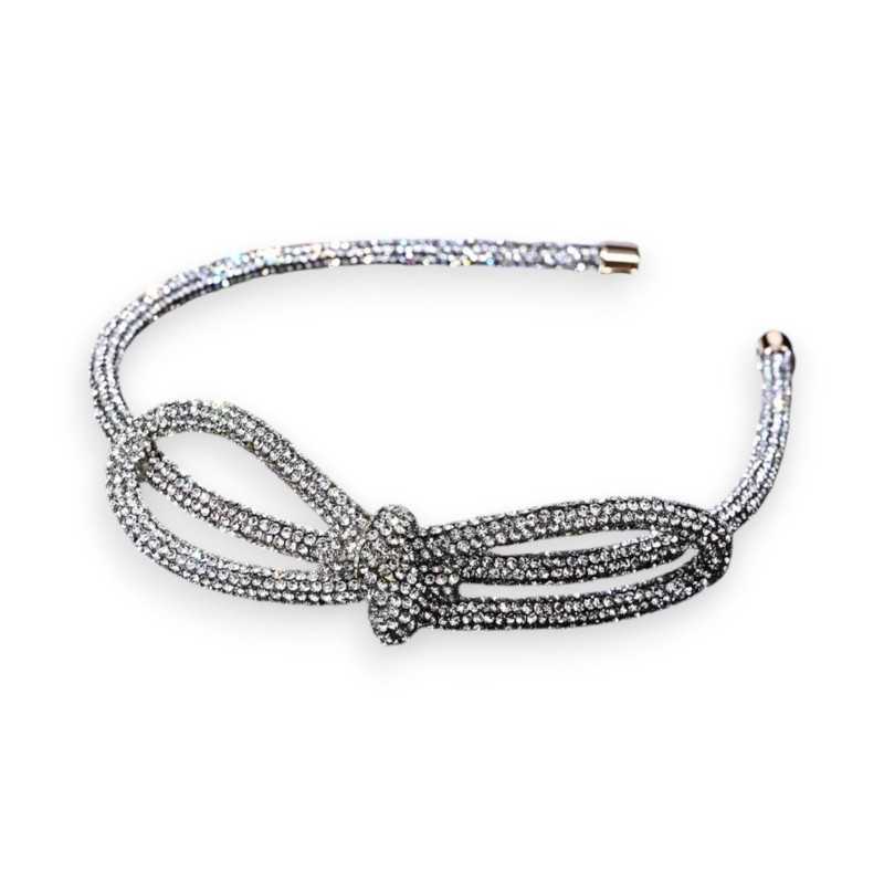 Serre-tête fantaisie à strass Blanc avec nœud