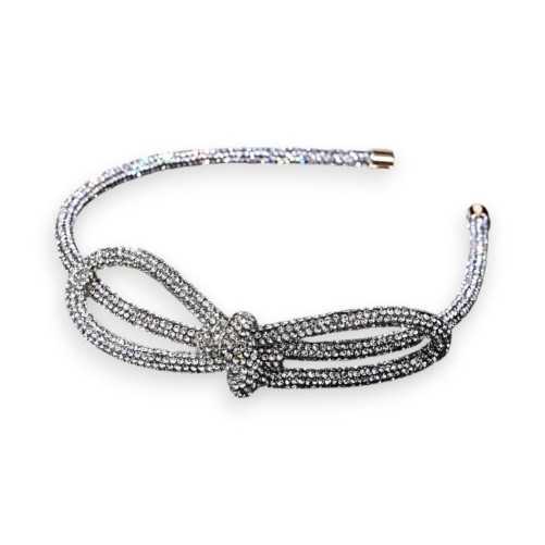 Serre-tête fantaisie à strass Blanc avec nœud