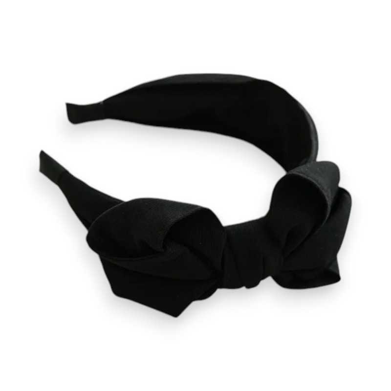Serre-tête fantaisie noir avec nœud en relief