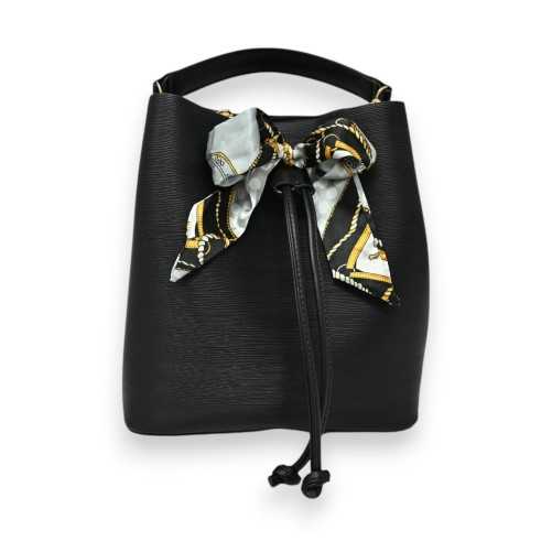 Sac seau rigide noir de chez Gallantry avec nœud foulard