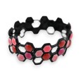 Bracelet élastique alvéolé Ikita rose et rouge
