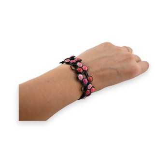Bracelet élastique alvéolé Ikita rose et rouge
