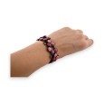 Bracelet élastique alvéolé Ikita rose et rouge