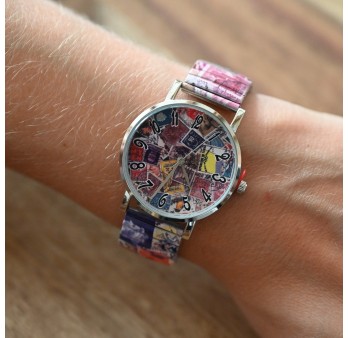 Montre Ernest patchwork timbre multicolore