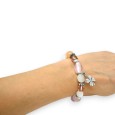 Bracelet fantaisie élastique Ikita rose perles en verre