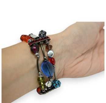 Bracelet élastique fantaisie perles multicolores