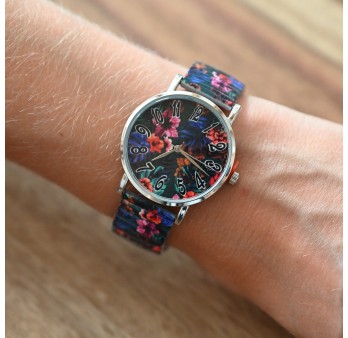 Montre Ernest imprimé fleurs tropicales
