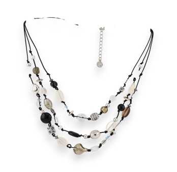 Collier multi-rangs Perles Grises Ikita