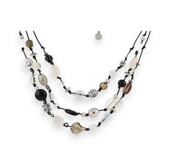 Collier multi-rangs Perles Grises Ikita