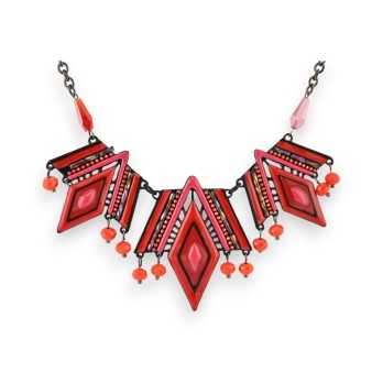 Collier Fantaisie Géométrique Noir et Rouge