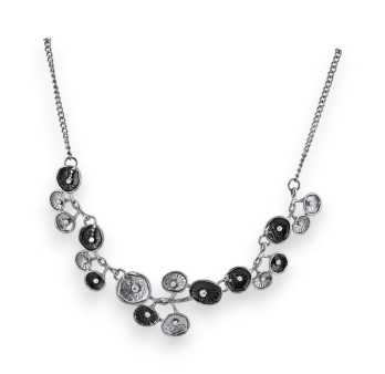Collier Fantaisie Fleur de Nuit Noir et gris