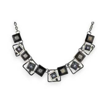 Collier géométrique noir et blanc