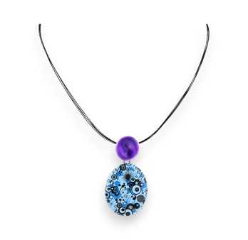 Collier fantaisie Ikita médaillon cosmos bleu