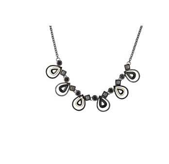 Collier Fantaisie Gouttes Noir et Blanc