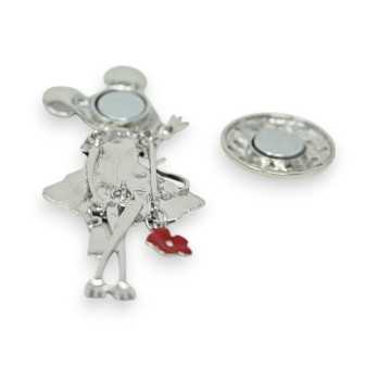 Broche souris aimantée argenté noir et multicolore