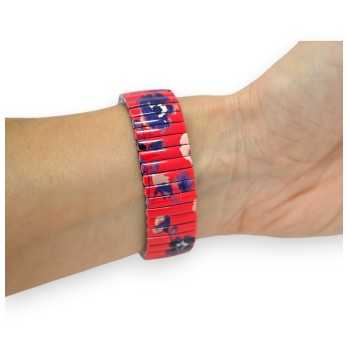 Montre Elastique rouge motifs fleurs de chez Ernest