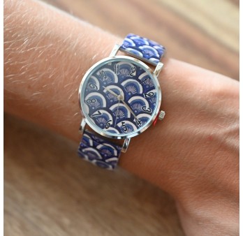 Montre Ernest éventail vintage bleu marine