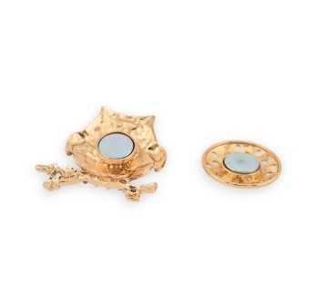 Broche hibou fantaisie dorée et marron