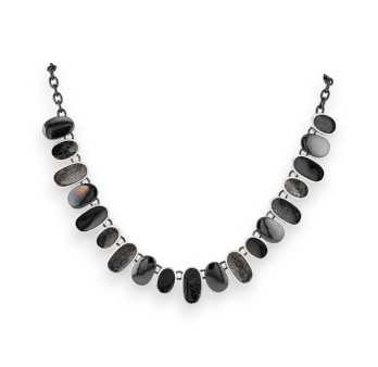 Collier Fantaisie Pampilles Noires et Argentées Ikita