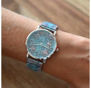 Montre Ernest effet tricot vert d'eau