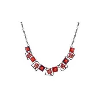 Collier fantaisie Formes géométriques nuances rouge