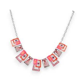 Collier Fantaisie Géométrique Rose et Orange