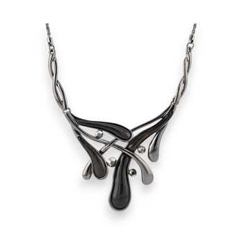 Collier Fantaisie Belle Miss Design gris et noir