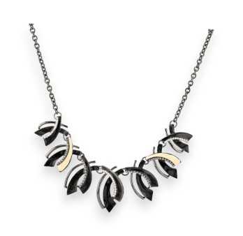 Collier Fantaisie Feuilles Noires