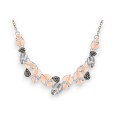 Collier fantaisie feuilles argentées et rosées