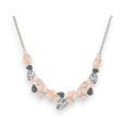Collier fantaisie feuilles argentées et rosées