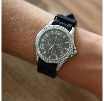 Montre Ernest silicone noir strass