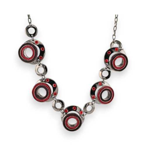 Collier Fantaisie Cercles Design rouge de chez Belle Miss