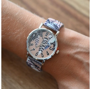 Montre Ernest plume fond saumon