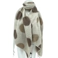 Écharpe asymétrique beige à pois