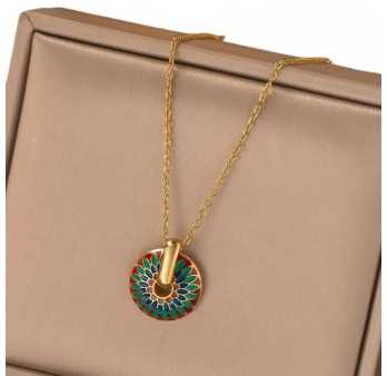 Parure bijoux mandala acier inoxydable doré