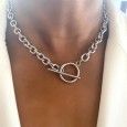 Collier chaîne acier avec fermoir circulaire