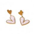 Parure bijoux coeur nacré en acier inoxydable doré