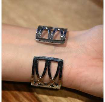 Montre bracelet Ernest fantaisie argentée cadran rectangle strass