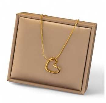 Collier Cœur Acier Doré