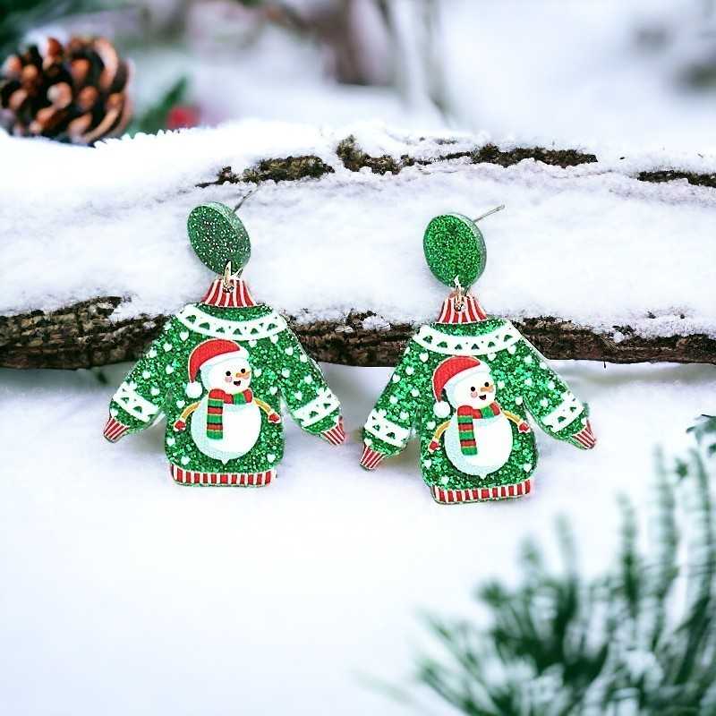 Boucles d'oreilles fantaisie Noël Bonhomme de neige