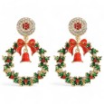 Boucles d'oreilles Dorées de Noël couronne et clochette