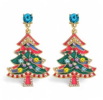 Boucles d'oreilles Dorées Sapin de Noël Fantaisie