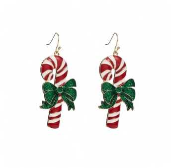 Boucles d'oreilles fantaisie canne de Noël