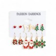 Lot de 6 paires de boucles d'oreilles de Noël dorées