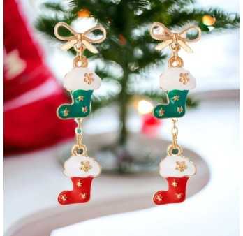 Boucles d'oreilles fantaisie chaussettes de Noël