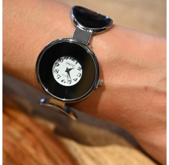 Montre bracelet Ernest pois noir cadran miroir gris