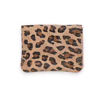 Porte-monnaie en cuir Beige imprimé léopard